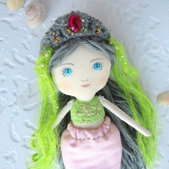 Mermaid Princess Doll Under The Sea Room Decor Little Mermaid Themed Gift Birthday Handmade Plush Kawaii Rag Mermaid Doll Fabric Stuffed Toy