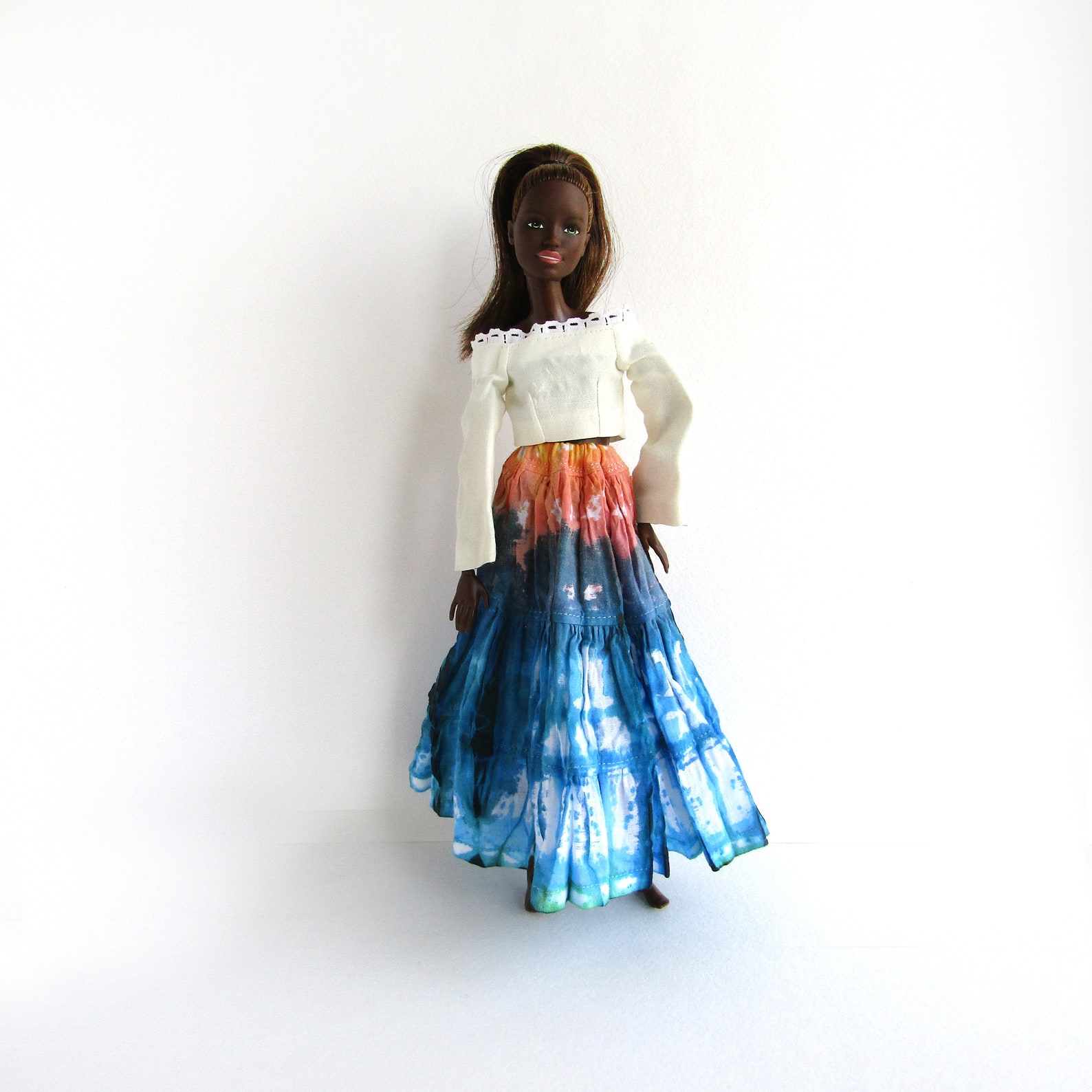Barbie Long Skirt Handmade Tie Dye Boho Doll Clothes Rainbow Etsy