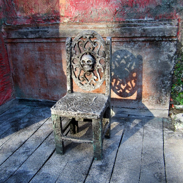 Horror dollhouse miniature chair Gothic furniture handmade Haunted items house decorations for witch Halloween