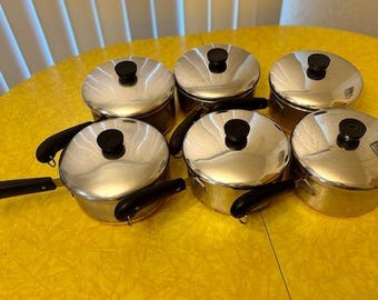 Revere Ware Pre 68 Two Quart Saucepans with Lids