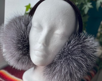 Pretty indigo fox earmuffs