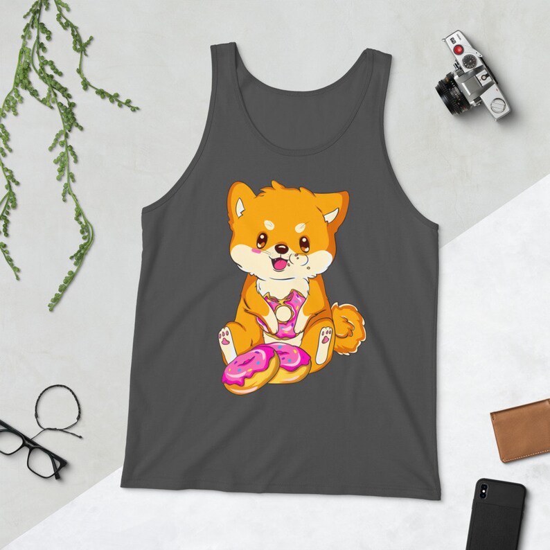 Kawaii Shiba Inu Tank Japanese Tank Top Donut Tee Anime Chibi Puppy Dog Lover Doughnut Sprinkles Cute