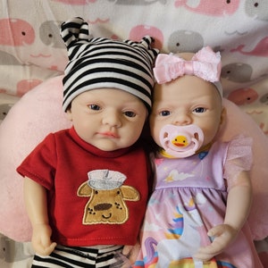 Micro Preemie Full Body Soft Silicone Baby Doll 12 inch/30cm Girl and boy Lifelike Reborn weighted Twin, both doll