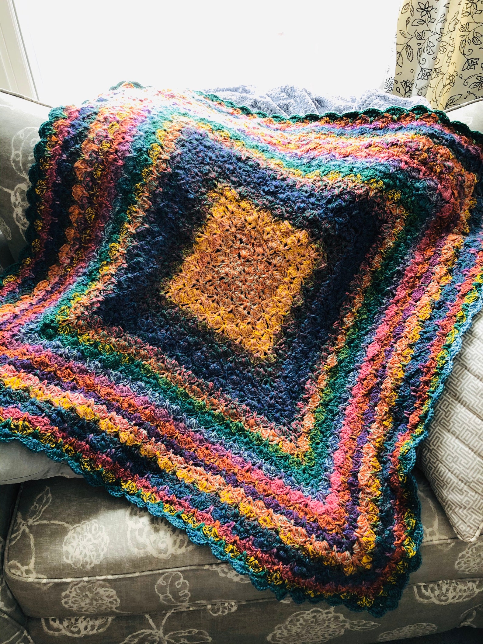 Crochet Bohemian Rainbow Baby Blanket/Lap Blanket | Etsy