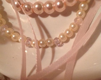 Shades of Pink - Pearl & Crystal Necklace