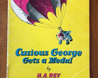 Curious George Gets a Medal, by H. A. Rey, 1957, vintage paperback children's book