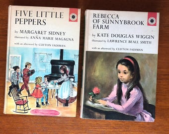 Five Little Peppers & Rebecca of Sunnybrook Farm, set of 2 vintage books, The Macmillan Classics