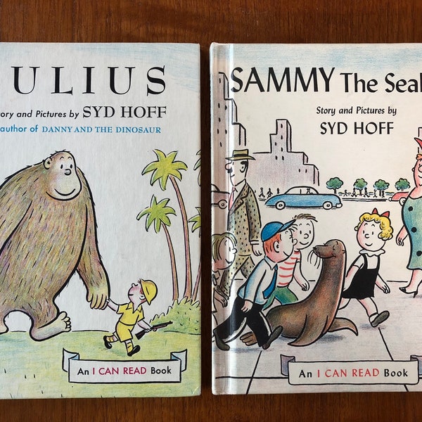 Julius and Sammy the Seal, by Syd Hoff, 1959, set of 2 vintage hardcover picture books, An I Can Read Book