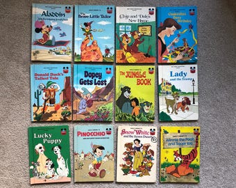 Set of 12 Walt Disney's Wonderful World of Reading books, from 1970s and 80s
