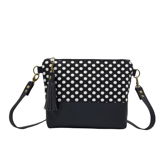 black and white polka dot purse handbag