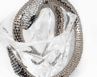 Statement Silver Snake chunky bracelet Cuff Art Deco Crystal Rhinestones Beautiful
