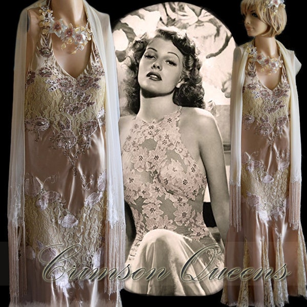 1930s Gown 1930 Floor length Gown Great Gatsby gown Downton Abbey Gown Ralph Lauren Gown Vintage Goddess Maxi Draped Gown Size UK 8 US 4