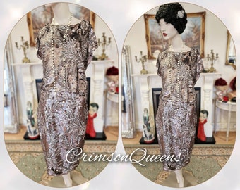 1920s dress Art Deco flapper Charleston gold  dress Gatsby vintage sequined shell evening occasion dress suit dress size UK 10 US 6