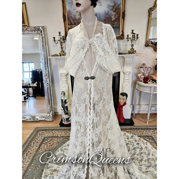 Extraordinary vintage  Art Deco 1920s lace weddin… - image 4