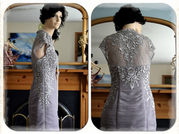 sue wong grey dress Buy Silver Vintage 1920's Sequinned and Beaded Flapper Size Uk 10 US 6 Online in India Bride dresses
