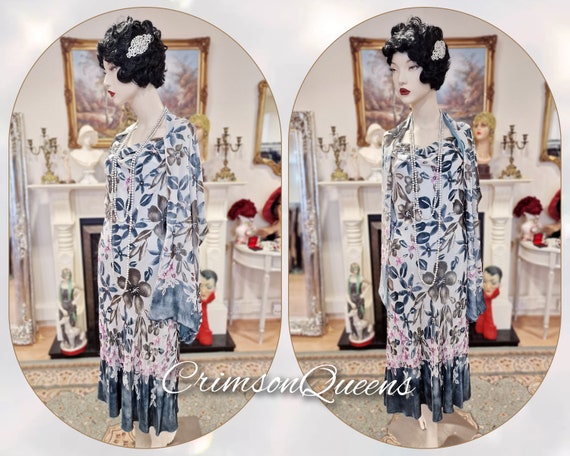Vintage Great Gatsby Downton Abbey silk devore ro… - image 4