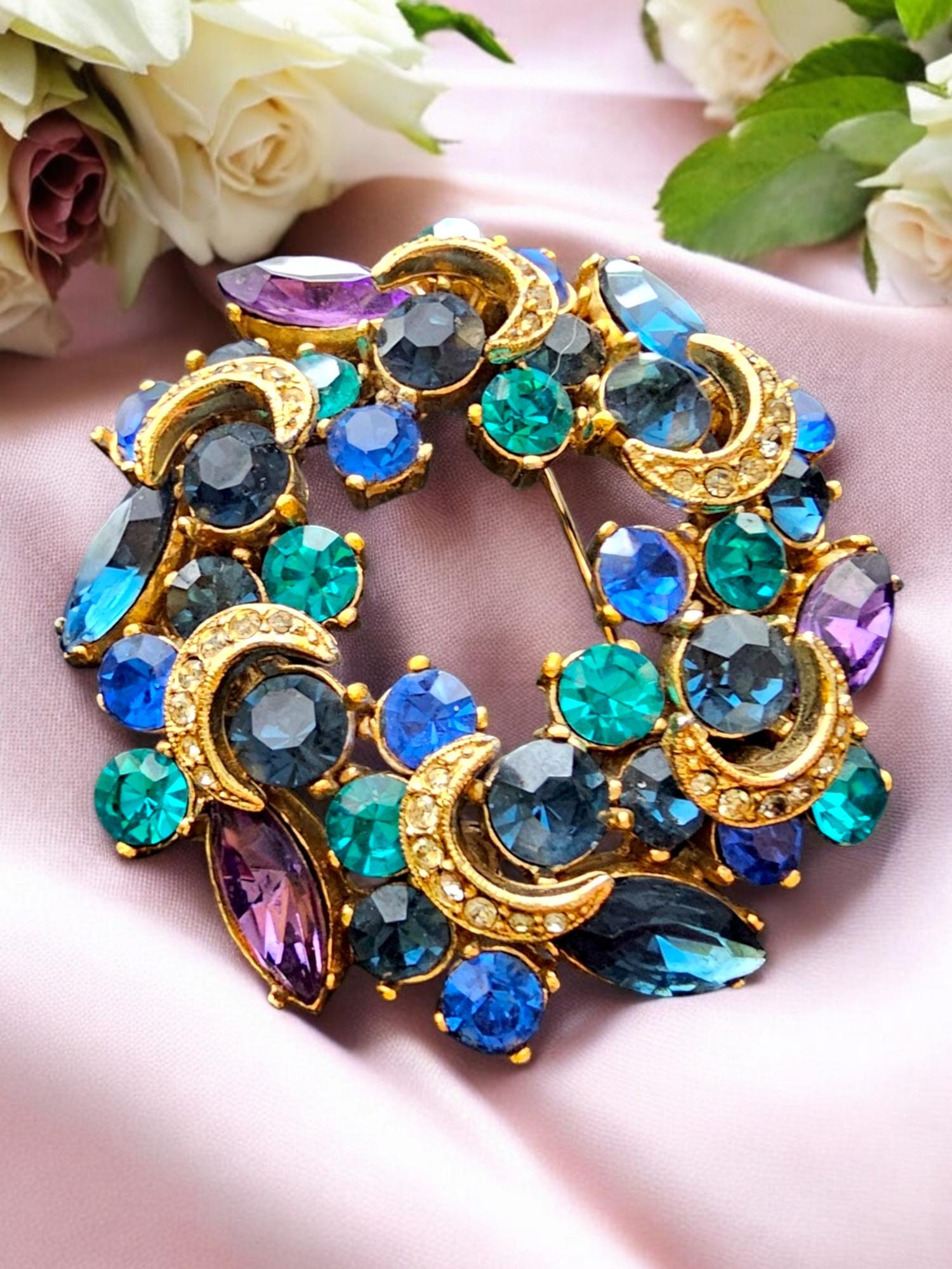 Broche vintage plume en or - Bijoux anciens - Broches or rétro