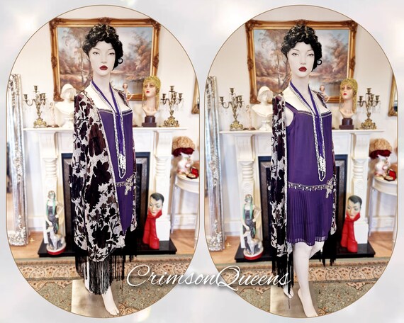 Vintage purple blue oriental Downton Abbey 1920s … - image 8