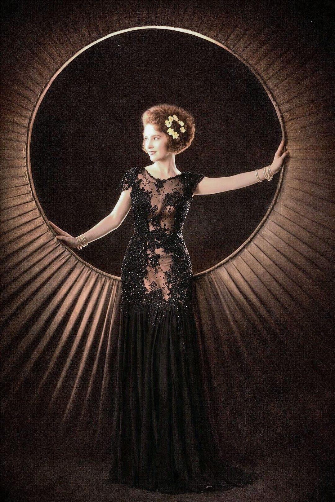 Vintage Black Art Deco Beaded Evening Gown 1920s 1930s Inspired ...