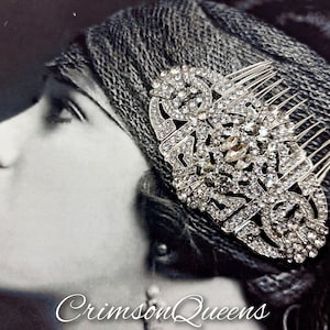 Great Gatsby 1920s crystal rhninestone  Art Deco Victorian silver haircomb antique gold rose gold to choose from