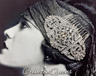Great Gatsby 1920s crystal rhninestone  Art Deco Victorian silver haircomb antique gold rose gold to choose from