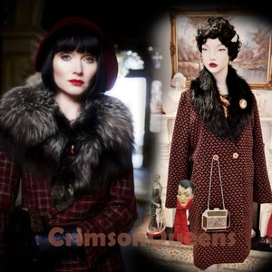 Art Deco flapper coat 1920s coat vintage original Biba Art deco 1920s rusty orange Miss Fisher opera fur coat size UK 8 US 4