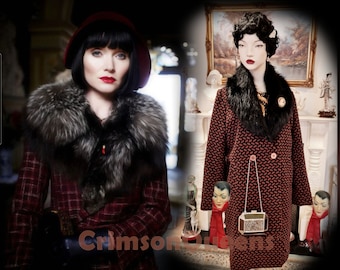 Art Deco flapper coat 1920s coat vintage original Biba Art deco 1920s rusty orange Miss Fisher opera fur coat size UK 8 US 4