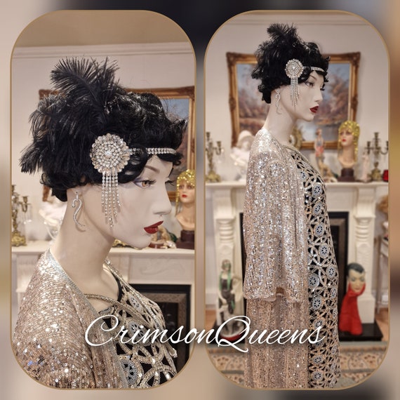 1920s vintage Downton Abbey flapper sequinned mes… - image 9