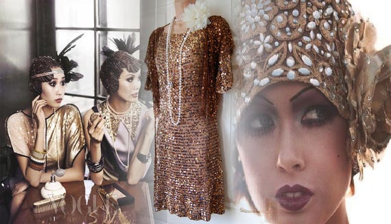 1920s dress flapper dress flapper gold dress Great
