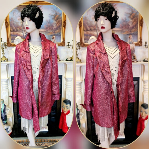 Giacca midi vintage in jacquard Art Déco degli anni '20, squisita