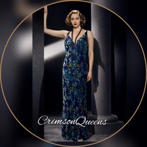 Vintage green blue peacock silk maxi ankle length  gown evening Downton Abbey Great Gatsby titanic dress size UK 10 US 6