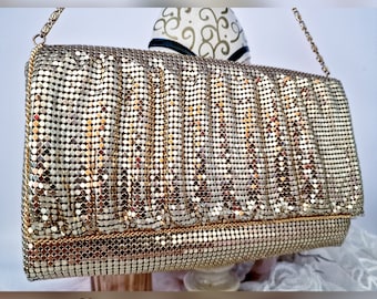 Vintage Flapper Chain mesh warm gold evening bag 1920's hand bag