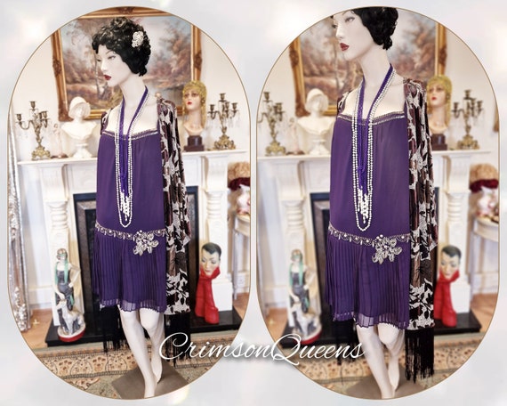 Vintage purple blue oriental Downton Abbey 1920s … - image 1