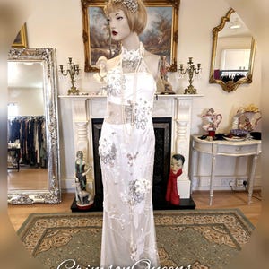 Flapper dress Great Gatsby dress 1920s dress Art Deco wedding net dress Statement 1930s dress  1920s  lace dress Size UK 8 US 4