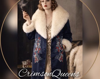 Art Deco coat flapper coat 1920s coat vintage  opera fur midi coat size UK 12 US 8 oversized