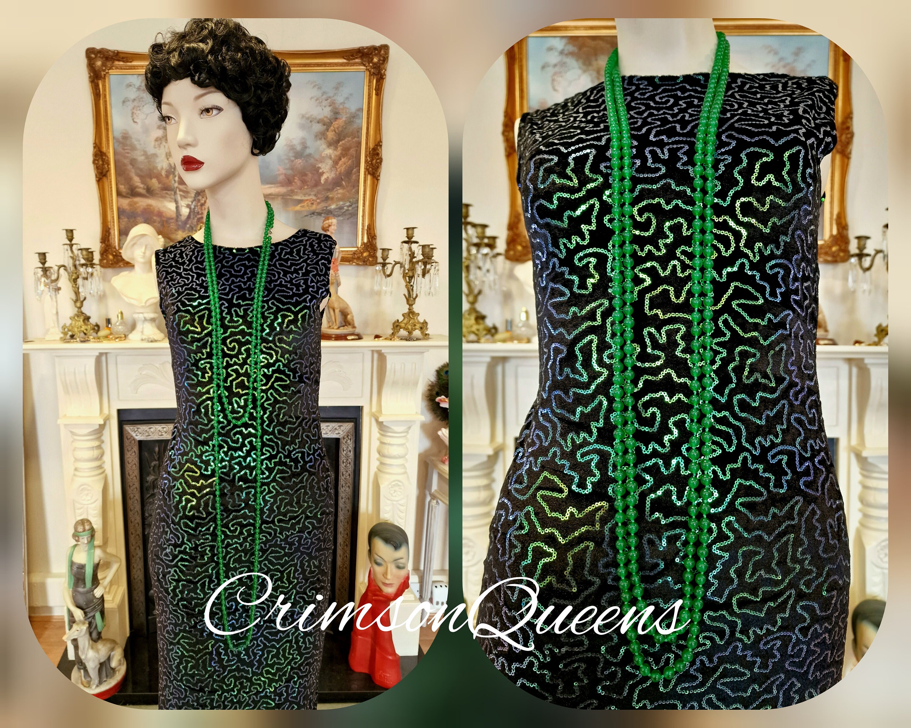 emerald green prom dress sequins Dark Green Prom Dress Mermaid Long Appliqued Evening Dress With Slit –  Dreamyannie UK main image 0