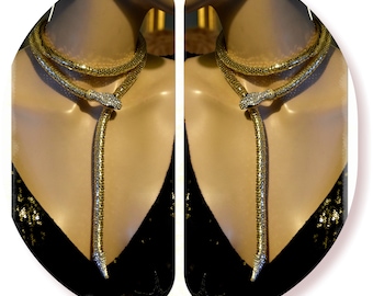 Art Deco Crystal gold Chain 1920&#39;s long snake necklace bracelet cuff can be used as a belt
