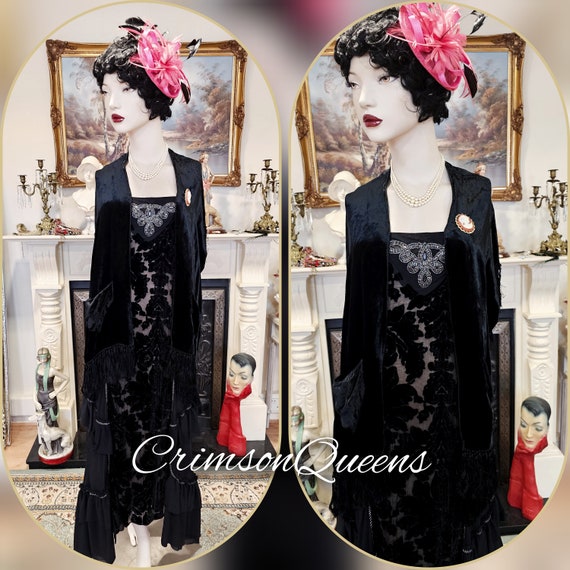 1920s flapper oriental black vintage Art Deco dre… - image 5