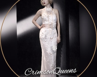 Flapper jurk Great Gatsby-jurk jaren 1920 jurk Art Deco trouwjurk net jurk Statement jaren 1930 jurk jaren 1920 kanten jurk maat UK 8 US 4