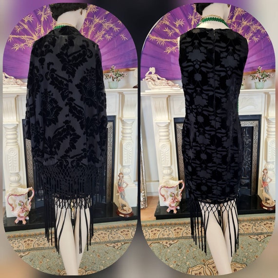 Vintage devore Black damask 1920s flapper orienta… - image 10