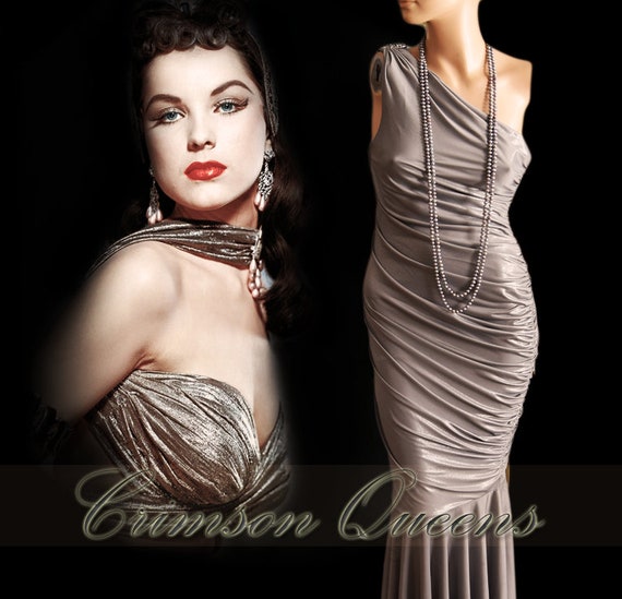 1930s dress 1930s evening gown Silver Floor length