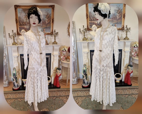 1920s wedding dress 1930s wedding dress All Lace … - image 1