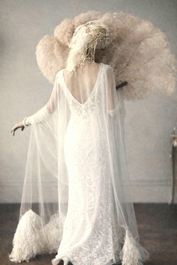 Art Deco Vintage 1920s Bride Ivory Downton Abbey Wedding Bridal Net Lace  Dress 1930s Great Gatsby Charleston Size UK 14 US 10 - Etsy Israel