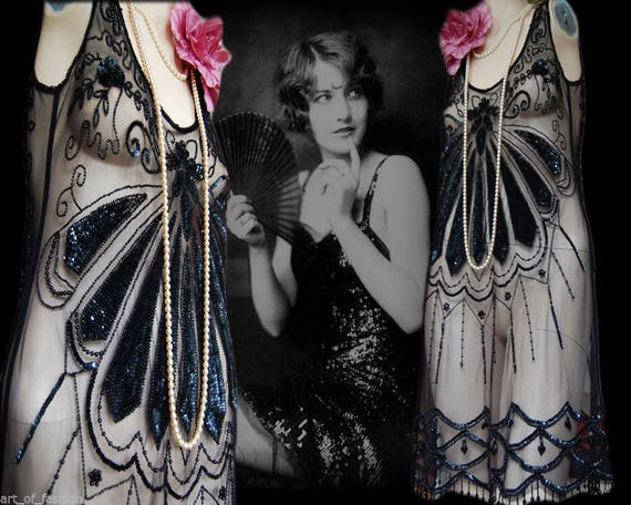 Flapper dress 1920s dress flapper mesh dress 1920… - image 3