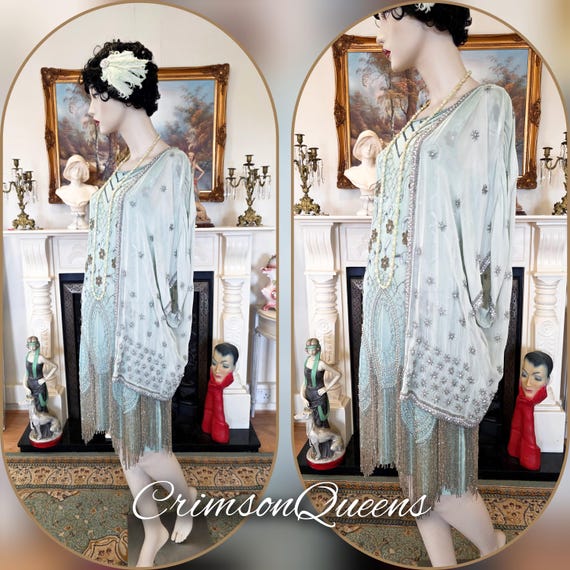 ✨ NWT Art Deco 1920’s Gatsby Flapper Green Crystal Rhinestone & Pearl, Silver ✨ NWT Art Deco 1920 main image 3