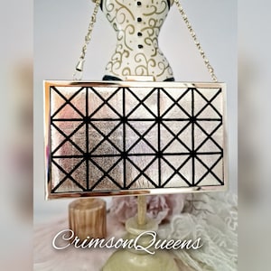 Art Deco Beautiful Black Gold Clutch  evening bag
