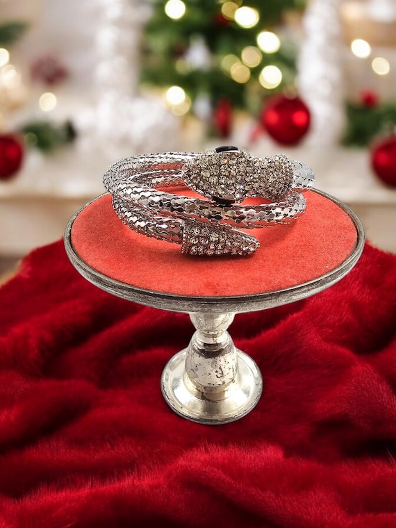 Statement Silver Snake chunky bracelet Cuff Art D… - image 3