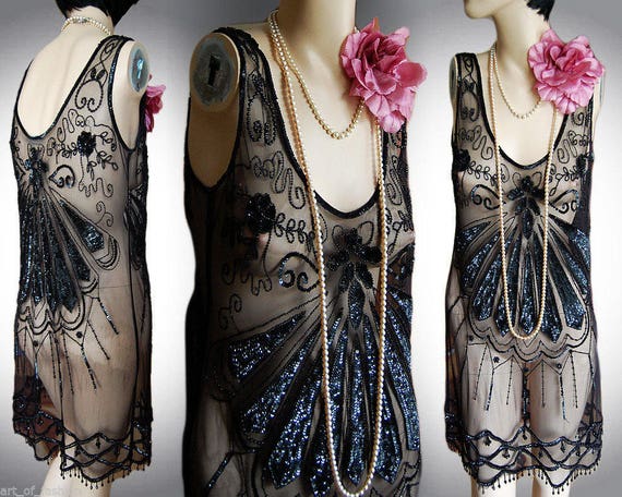 Flapper dress 1920s dress flapper mesh dress 1920… - image 1