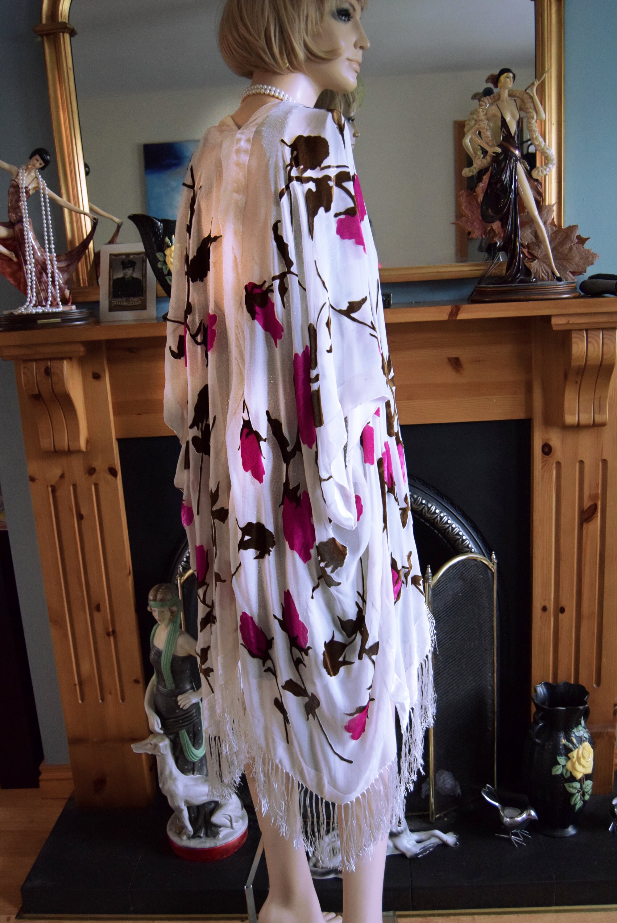 Devore Floral Pattern Outstanding Beautiful Silk Devore Floral Pattern Most Alluring Long ...