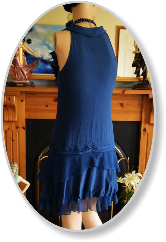 Vintage Midnight Blue Pastel Silk Romantic So Fem… - image 10